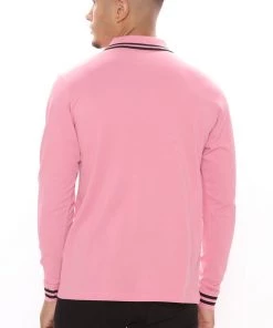 Fashion Nova Wilson Long Sleeve Polo - Pink/Pink 9 Fashion Nova Wilson Long Sleeve Polo - Pink/Pink
