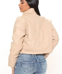 Fashion Nob Winter Blowout Join The Club Puffer Jacket - Beige