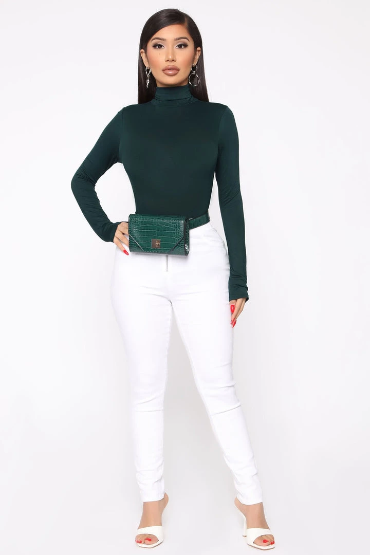 Fashion Nova Pamela Turtle Neck Long Sleeve Top - Dark Teal Teddies & Babydolls