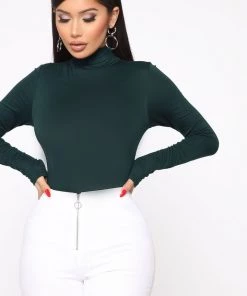Fashion Nova Pamela Turtle Neck Long Sleeve Top - Dark Teal Teddies & Babydolls