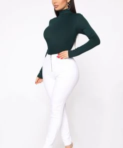 Fashion Nova Pamela Turtle Neck Long Sleeve Top - Dark Teal Teddies & Babydolls