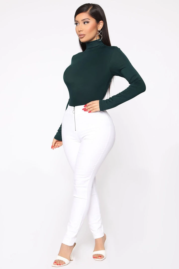 Fashion Nova Pamela Turtle Neck Long Sleeve Top - Dark Teal Teddies & Babydolls