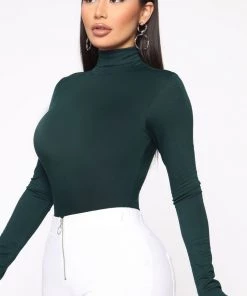 Fashion Nova Pamela Turtle Neck Long Sleeve Top - Dark Teal Teddies & Babydolls