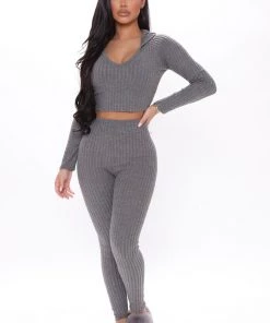 Fashion Nova Simple Remedy Legging Set - Heather Grey New Today