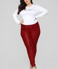 Fashion Nova Double Dare Faux Leather Pants - Red