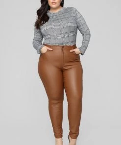 Fashion Nova Double Dare Faux Leather Pants - Camel