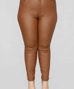 Fashion Nova Double Dare Faux Leather Pants - Camel