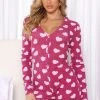 Fashion Nob Sleepwear & Robes Heart To Heart Ribbed PJ Romper Onesie - Purple