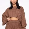 Fashion Nova Meet Me Half Way Sweater - Mocha