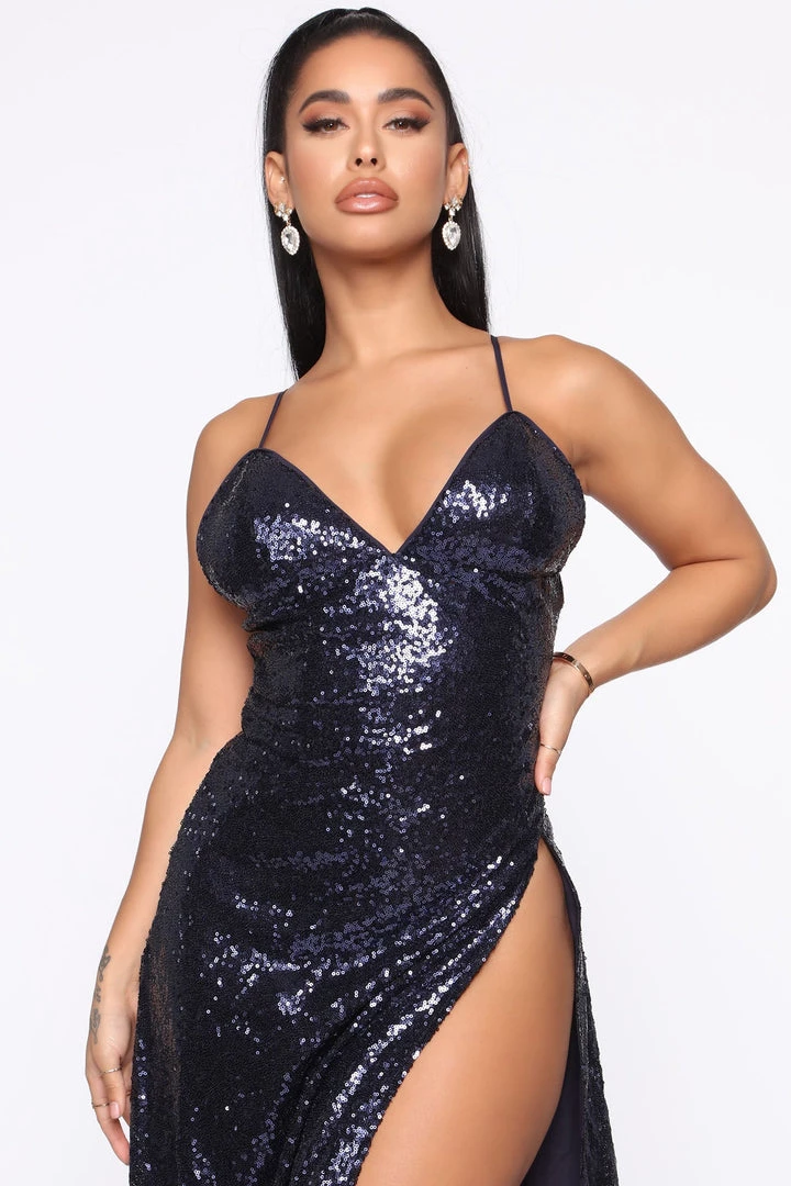 Mysite Doheny Drive Sequin Midi Dress - Navy Teddies & Babydolls