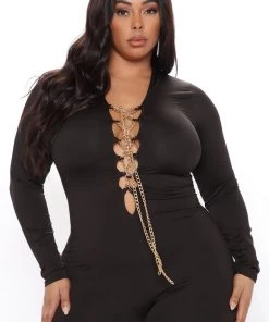 FashionNob Chloe Lace Up Jumpsuit - Black Teddies & Babydolls