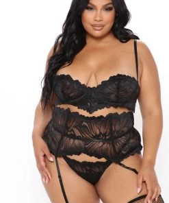 Fashion Nob Never Ending Love Lace Garter 3 Piece Set - Black 20 Fashion Nob Never Ending Love Lace Garter 3 Piece Set - Black
