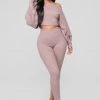 Fashion Nova Feelin' Bubbly Pant Set - Blush