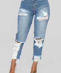 Mysite Bennie Boyfriend Jeans - Medium Blue Wash Influencer Looks