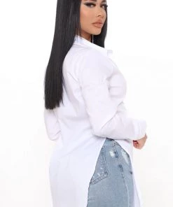 Mysite New Today Tres Chic Poplin Shirt - White