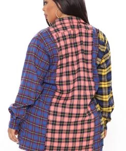 Fashion Nova I Already Know Flannel Tunic - Pink/combo
