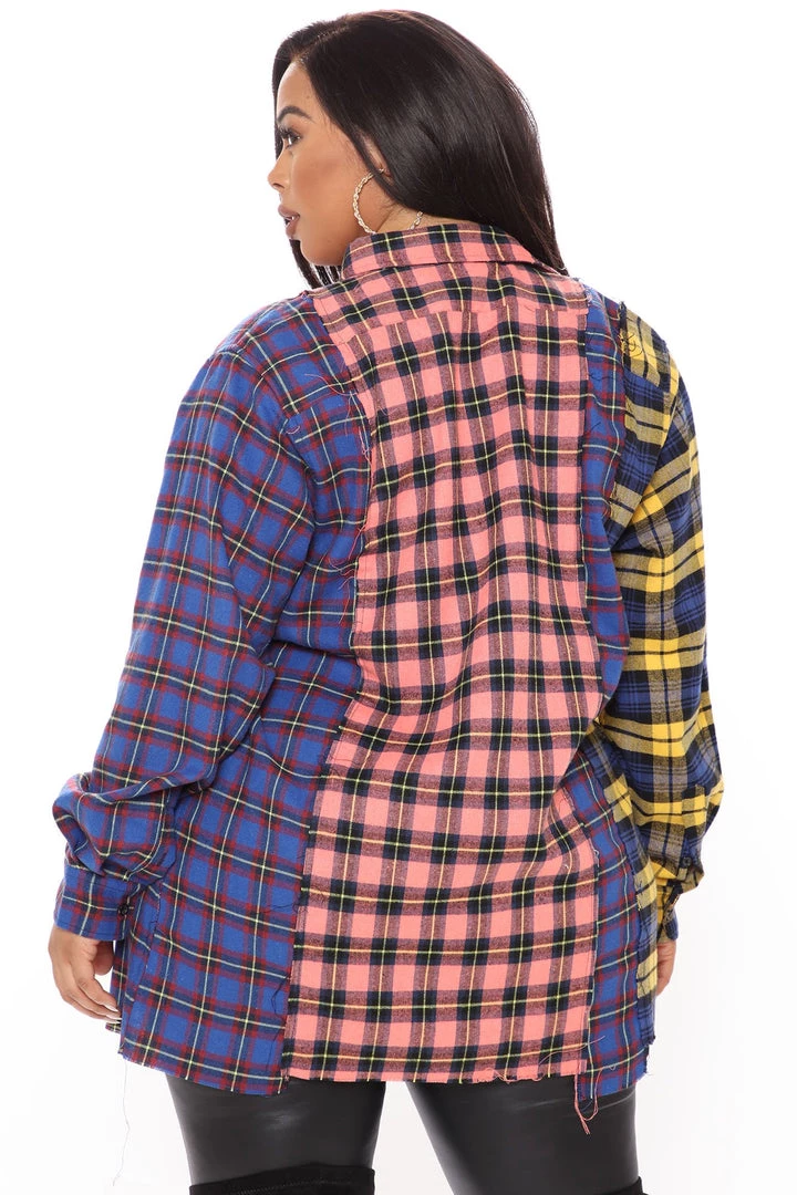 Fashion Nova I Already Know Flannel Tunic - Pink/combo
