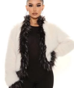 Fashion Nob Winter Blowout Deville Faux Fur Jacket - White/Black