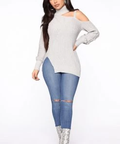 Fashion Nova Teddies & Babydolls Keeping Me Away From The Cold Sweater - Grey