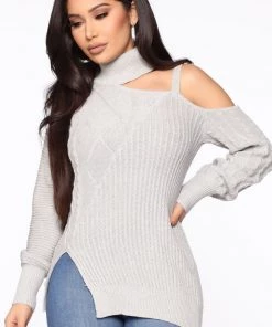 Fashion Nova Teddies & Babydolls Keeping Me Away From The Cold Sweater - Grey
