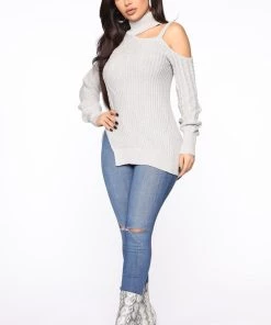 Fashion Nova Teddies & Babydolls Keeping Me Away From The Cold Sweater - Grey 10 Fashion Nova Teddies & Babydolls Keeping Me Away From The Cold Sweater - Grey