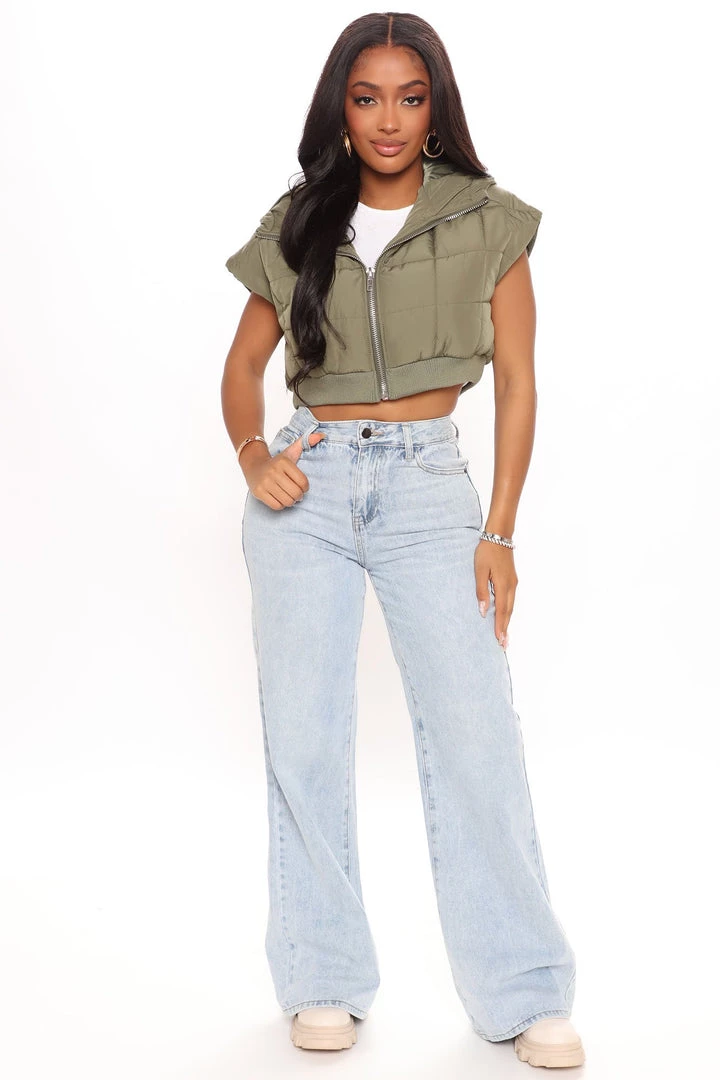 Fashion Nob Teddies & Babydolls Make Way Cropped Puffer Vest - Olive 2 Fashion Nob Teddies & Babydolls Make Way Cropped Puffer Vest - Olive