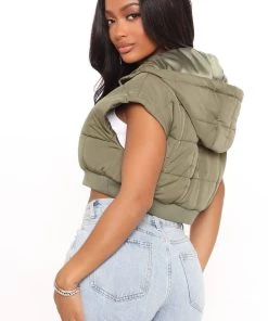 Fashion Nob Teddies & Babydolls Make Way Cropped Puffer Vest - Olive 6 Fashion Nob Teddies & Babydolls Make Way Cropped Puffer Vest - Olive