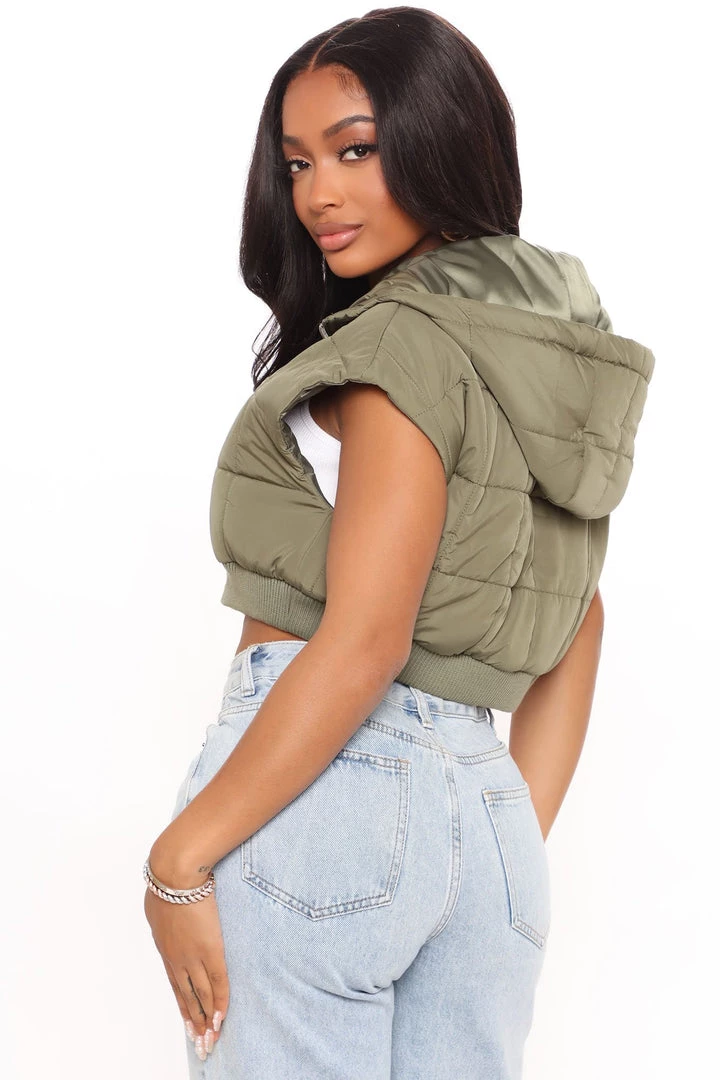 Fashion Nob Teddies & Babydolls Make Way Cropped Puffer Vest - Olive 3 Fashion Nob Teddies & Babydolls Make Way Cropped Puffer Vest - Olive