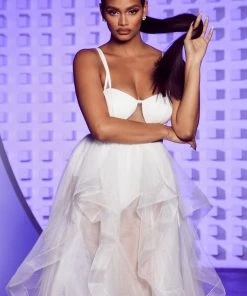 FashionNob Bella Strapless Corset Gown - White