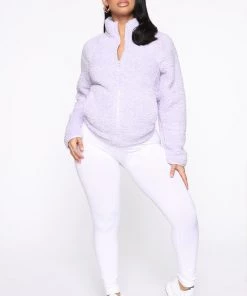 Fashion Nob New Today Fuzzy Feels Sherpa Jacket - Lavender