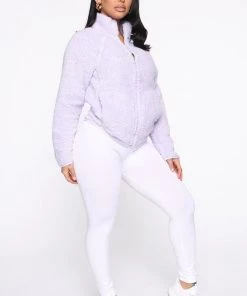 Fashion Nob New Today Fuzzy Feels Sherpa Jacket - Lavender