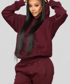 Fashion Nova Best Sellers Stole Your Boyfriend's Oversized Hoodie - Burgundy