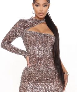 Mysite Going Wild Sequin Mini Dress - Leopard Club