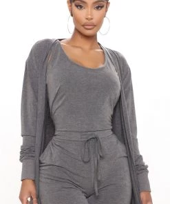 Fashion Nova Journey Together 2 Pc Jumpsuit - Charcoal