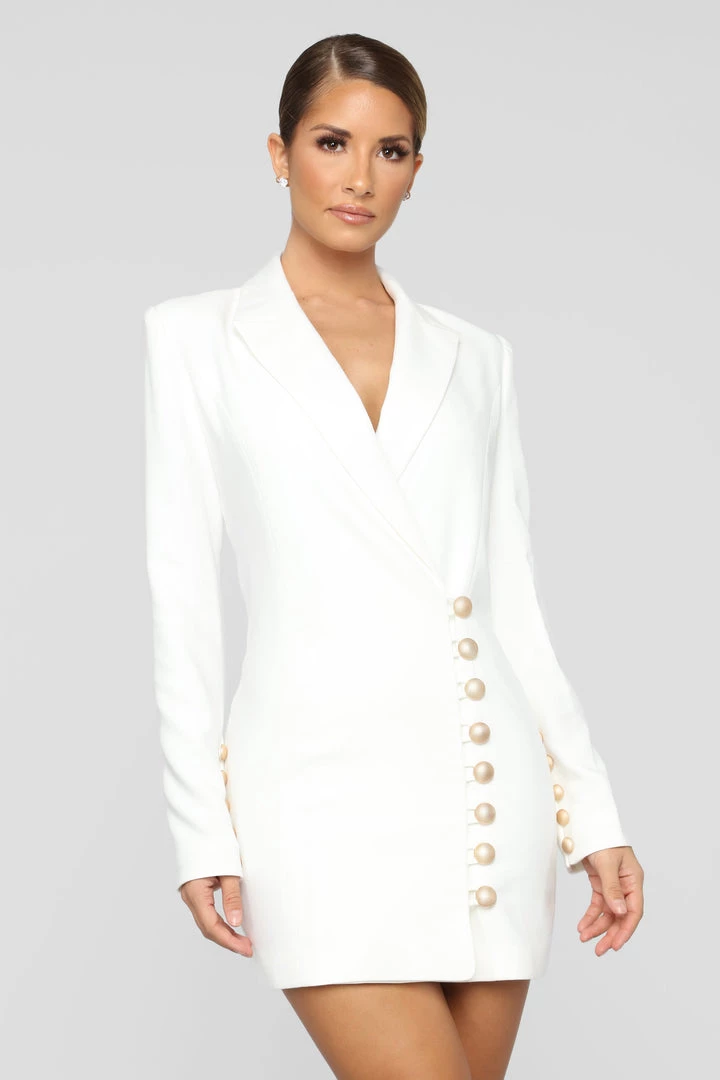 FashionNob Office Babe Boss Lady Blazer Dress - Off White 2 FashionNob Office Babe Boss Lady Blazer Dress - Off White