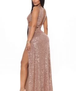 Mysite Shimmerfest Sequin Maxi Dress - Brown DRESSES 11 Mysite Shimmerfest Sequin Maxi Dress - Brown DRESSES