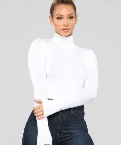 Fashion Nova Pamela Turtle Neck Long Sleeve Top - Off White