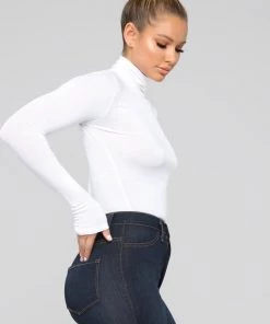 Fashion Nova Pamela Turtle Neck Long Sleeve Top - Off White