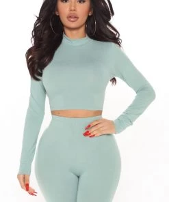 Fashion Nova Meet At My Favorite Spot Legging Set - Teal SETS