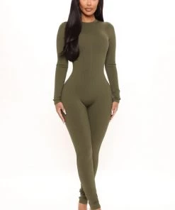 Fashion Nova Maribel Snatched Jumpsuit - Olive New Today
