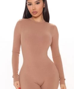 Fashion Nova Maribel Snatched Jumpsuit - Nude