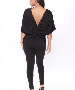 Fashion Nova Don't Get This Twisted Short Sleeve Pant Set - Black