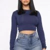 Fashion Nova Robin Long Sleeve Top - Navy Best Sellers