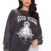 Fashion Nova Spiritual Guidance Long Sleeve Top - Black/combo