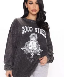 Fashion Nova Spiritual Guidance Long Sleeve Top - Black/combo