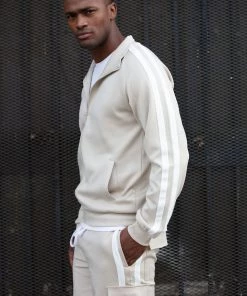 Fashion Nova Post Track Jacket - Stone/White