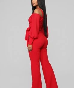 Fashion Nova Falling For Your Charm Jumpsuit - Red
