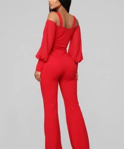Fashion Nova Falling For Your Charm Jumpsuit - Red