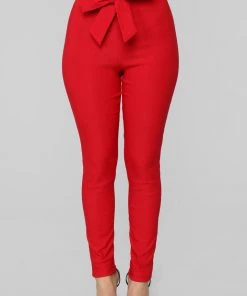 Fashion Nova Knot Your Girl Pants - Red Teddies & Babydolls