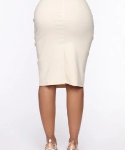 Fashion Nova I See You Looking Super High Waist Skirt - Beige Office Babe